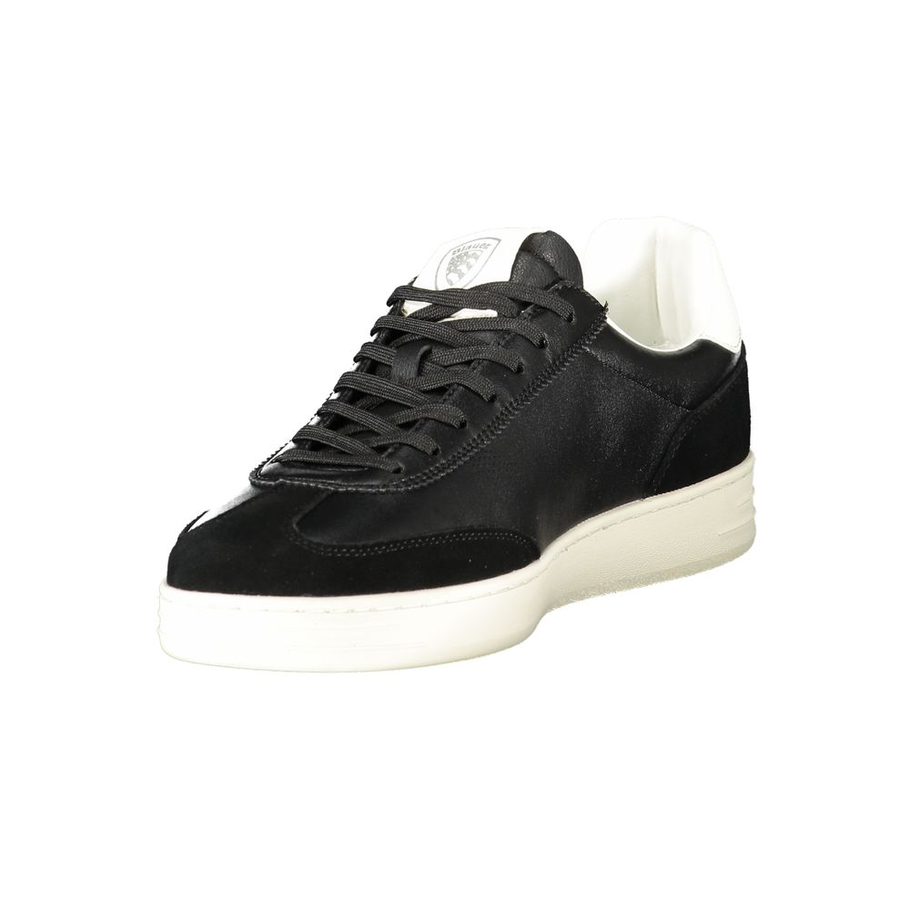 Blauer Black Leather Men Sneakers