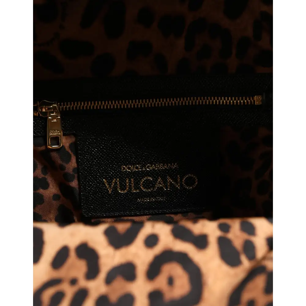 Dolce & Gabbana Vulcano black nylon backpack med guldtryk