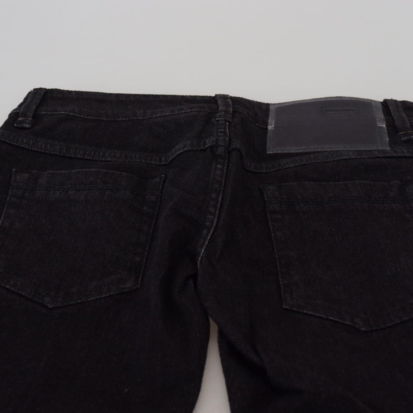 Acht Black Low Waist Slim Fit Cotton Denim Jeans