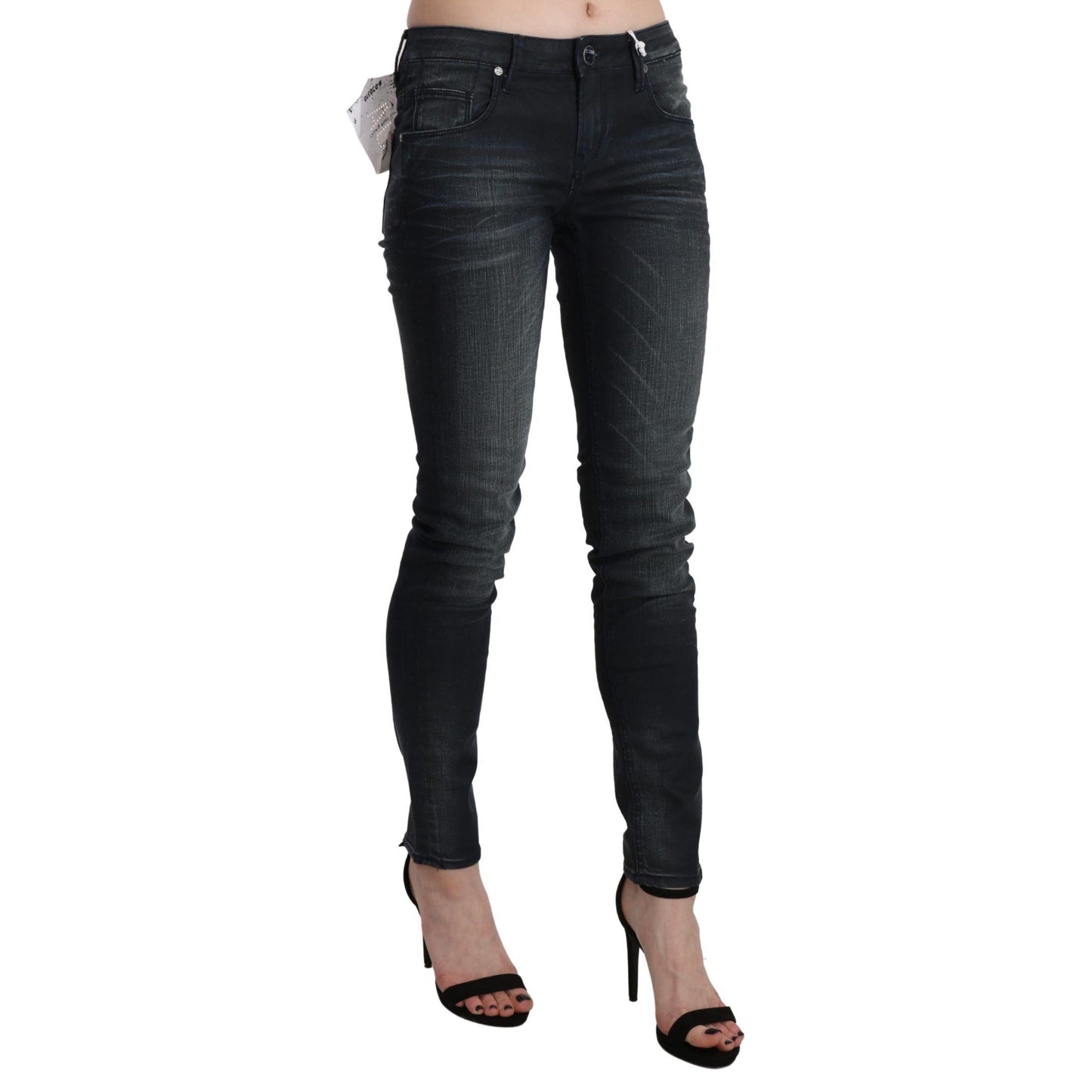 Acht Black Washed Low Waist Skinny Denim Trouser