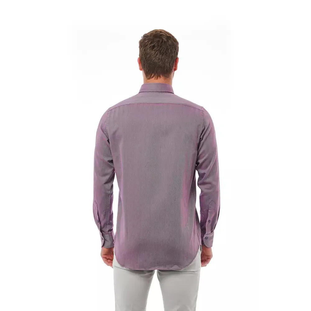 Bagutta Burgundy Cotton Men Shirt