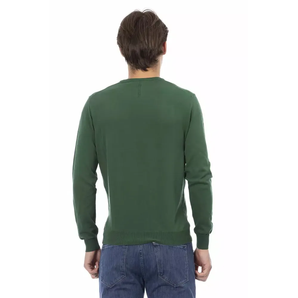 Baldinini Trend Green Cotton Men Sweater