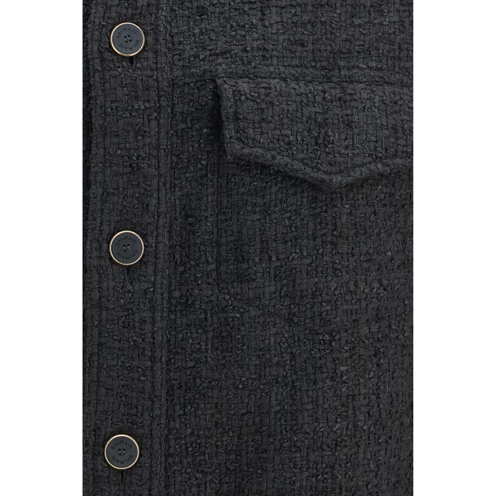 Balmain Black Cotton Full-Length Jacket