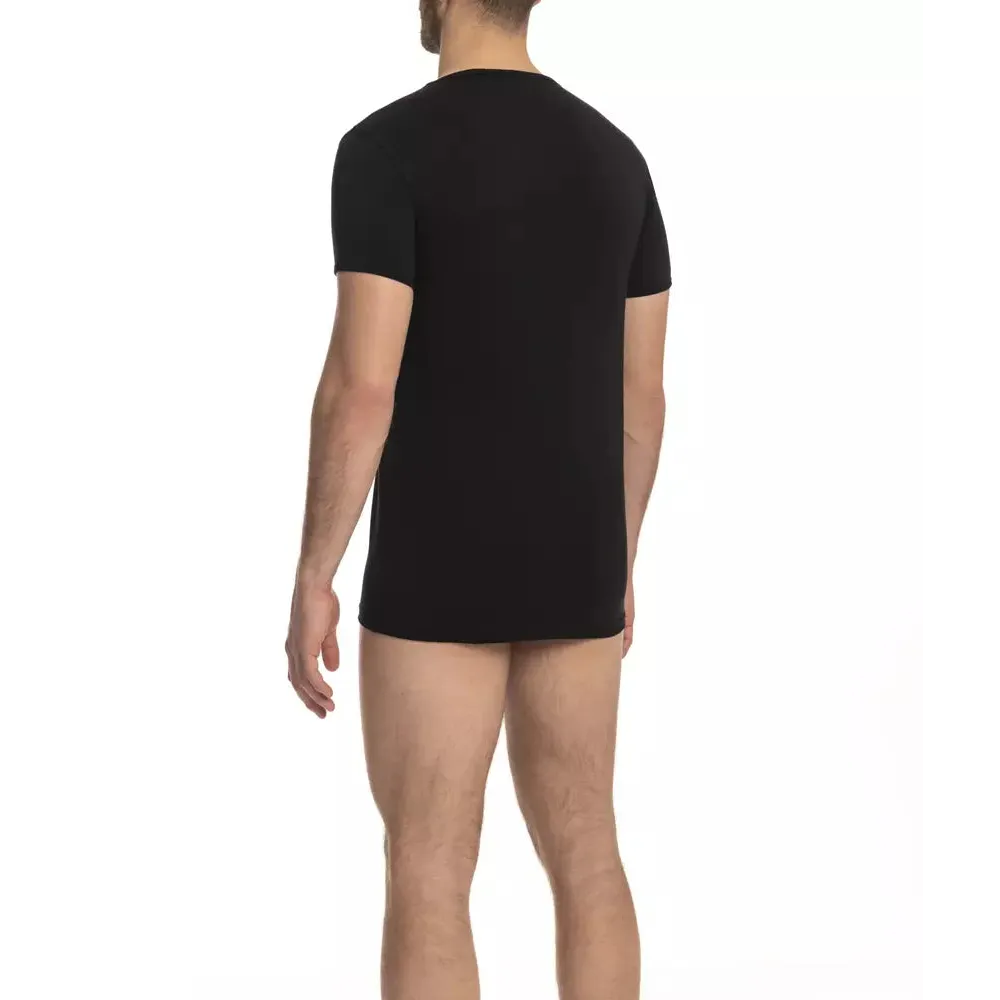Cavalli Class Black Cotton Men T-Shirt