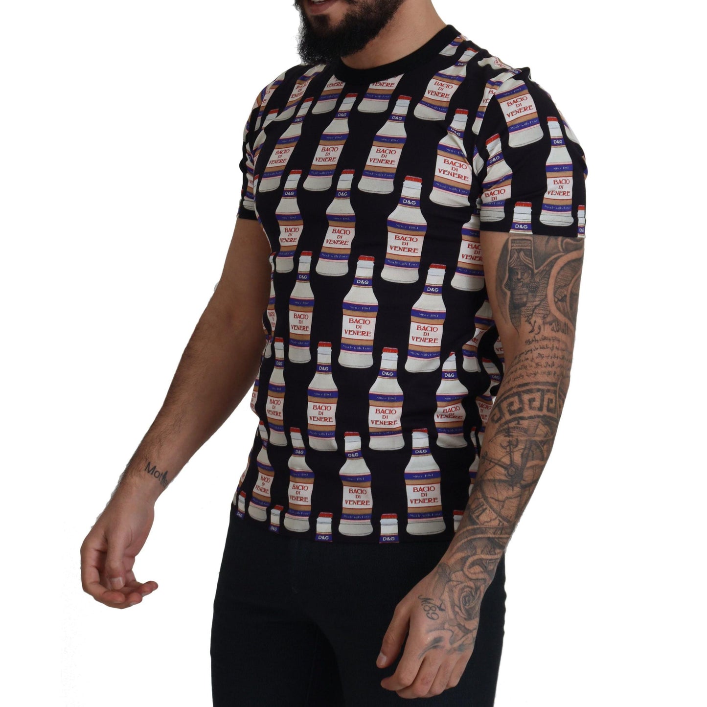 Dolce & Gabbana Black Bacio Di Venere Cotton Crew T-shirt