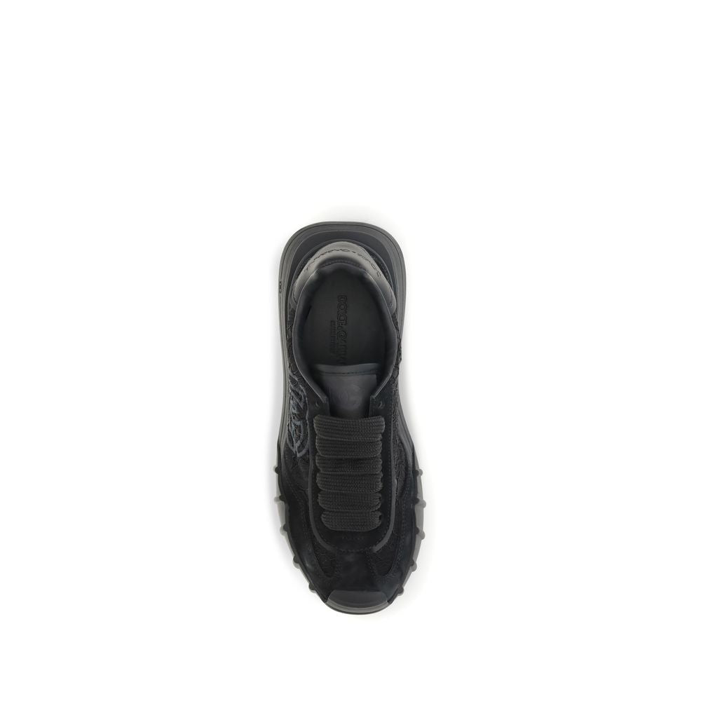 Dolce & Gabbana Black Calf Leather Bos Taurus Chunky Sneakers