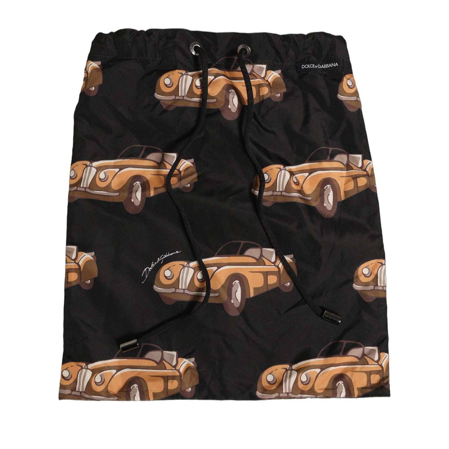 Dolce & Gabbana Black Car Print Swim Trunk Beachwear Swimwear