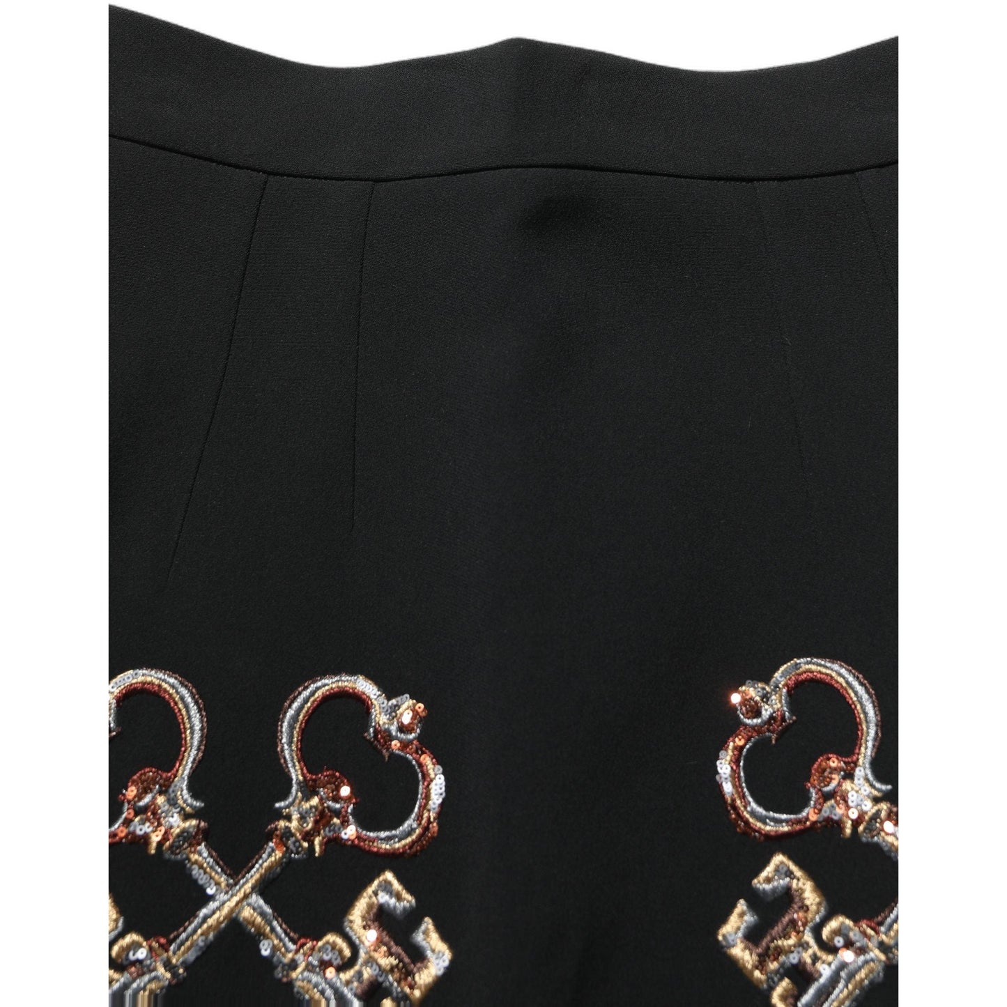 Dolce & Gabbana Black Floral Embellished A-line Mini Skirt