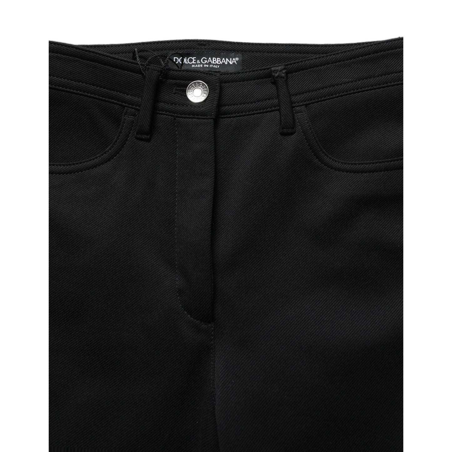 Dolce & Gabbana Black Nylon Stretch Skinny High Waist Pants