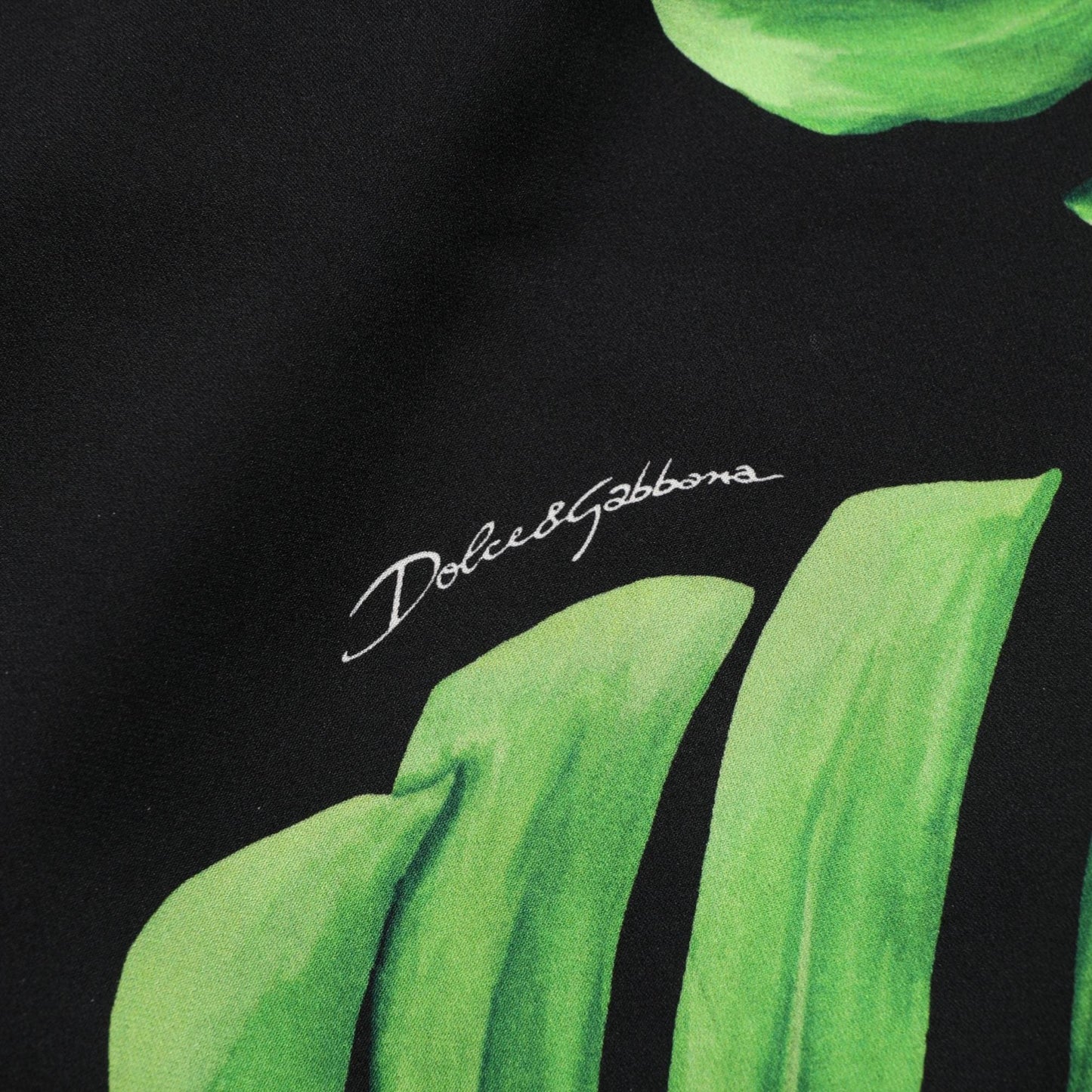 Dolce & Gabbana Black Philodendron Print Silk Blouse Top