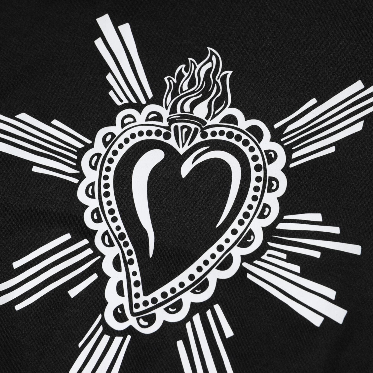 Dolce & Gabbana Black Sacred Heart Cotton Crew Neck T-shirt