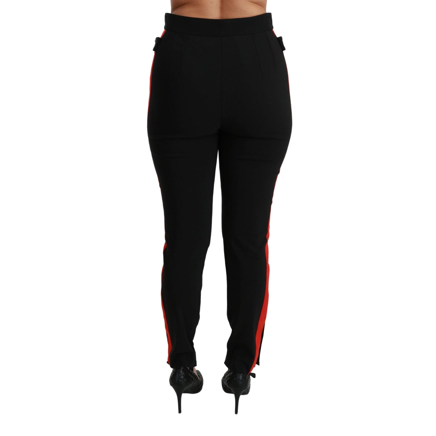 Dolce & Gabbana Black Skinny Stretch Fox Head Cotton Pants