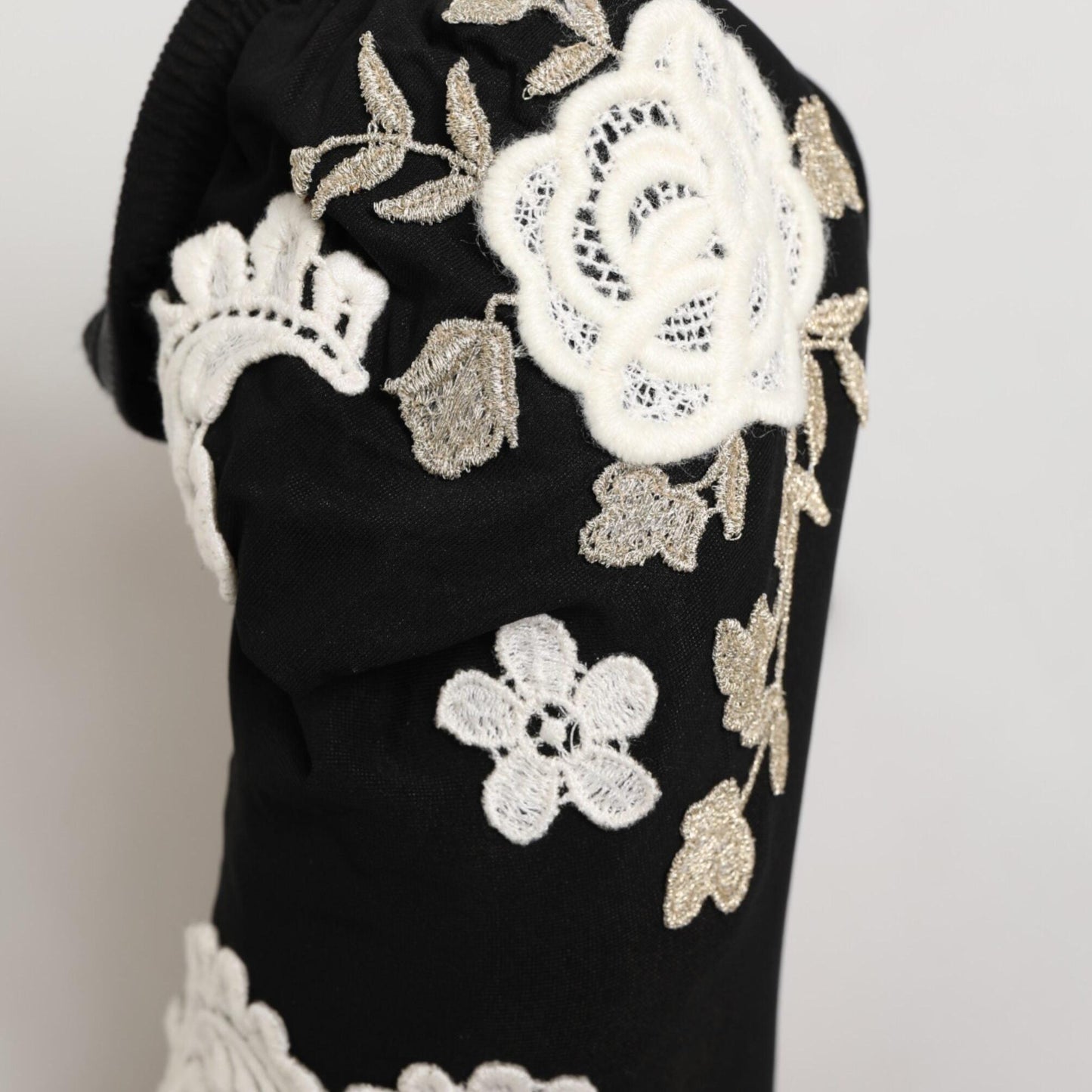 Dolce & Gabbana Black White Embroidered Jersey Stiletto Boots Shoes
