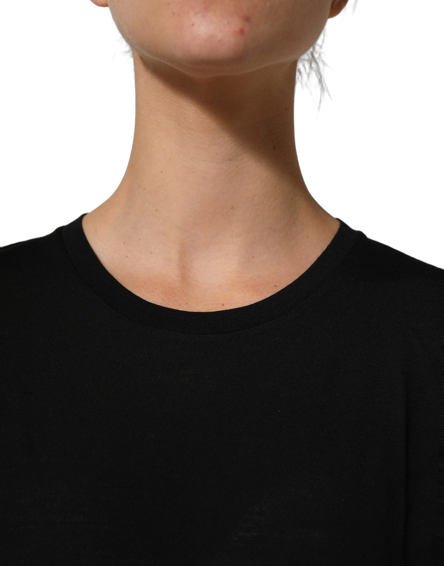 Dolce & Gabbana Black Wool Crew Neck Short Sleeves Men T-shirt