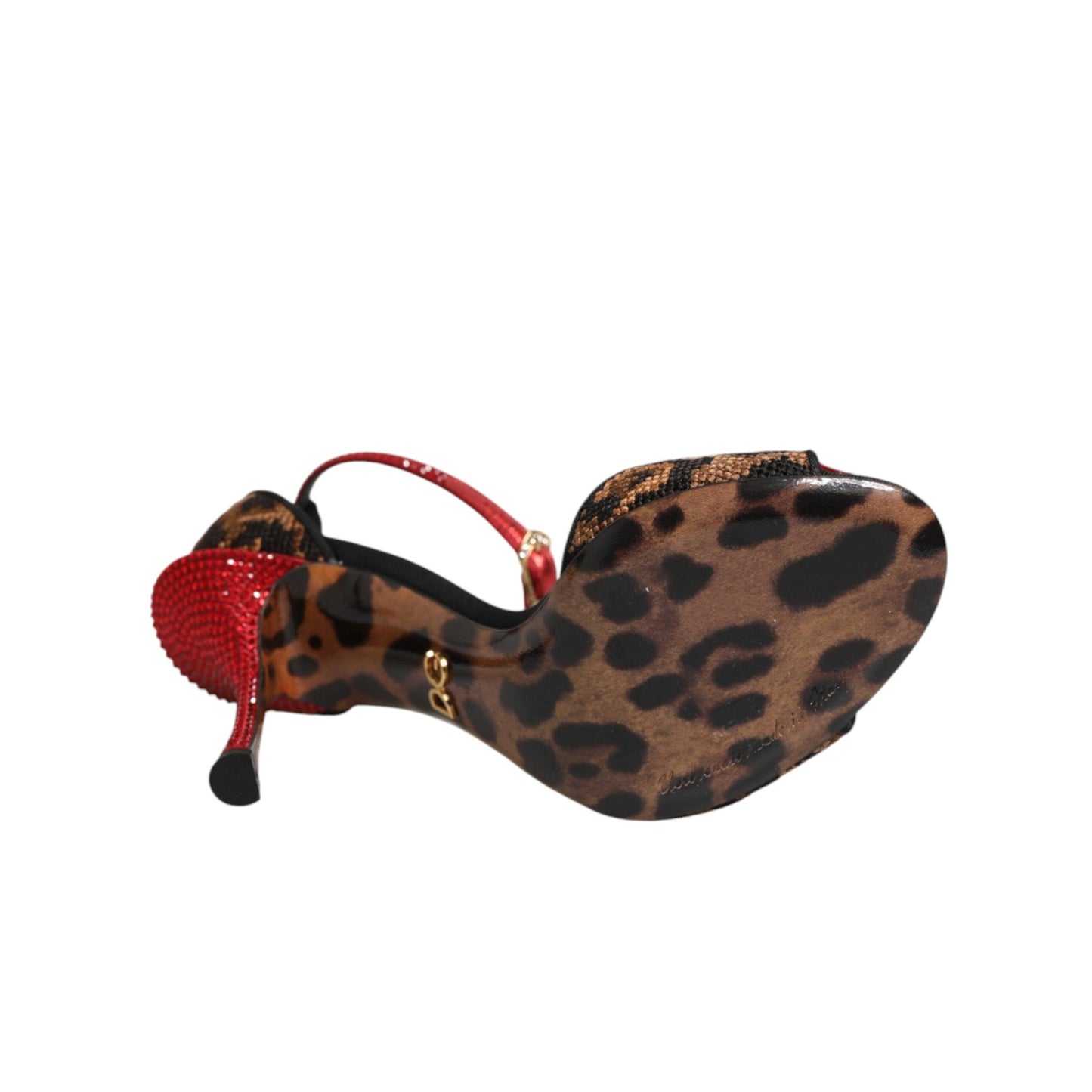 Dolce & Gabbana Brown Leopard Crystal Roses Sandals Shoes