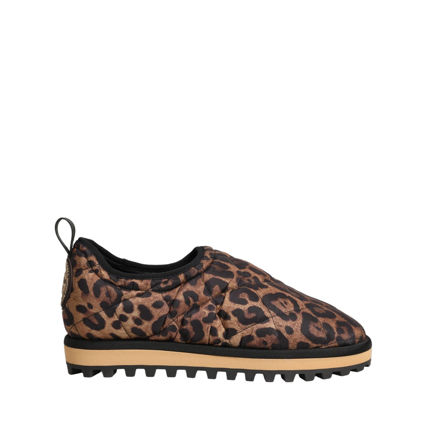 Dolce & Gabbana Brown Leopard Print Quilted Men Sneakers Shoes
