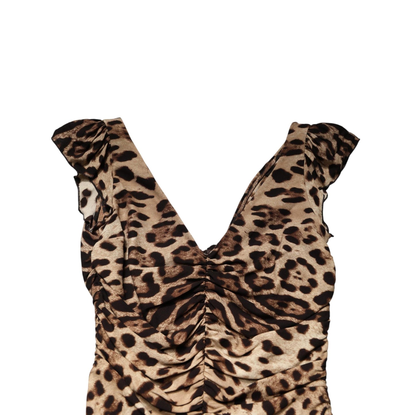Dolce & Gabbana Brown Leopard Sleeveless Sheath Midi Dress