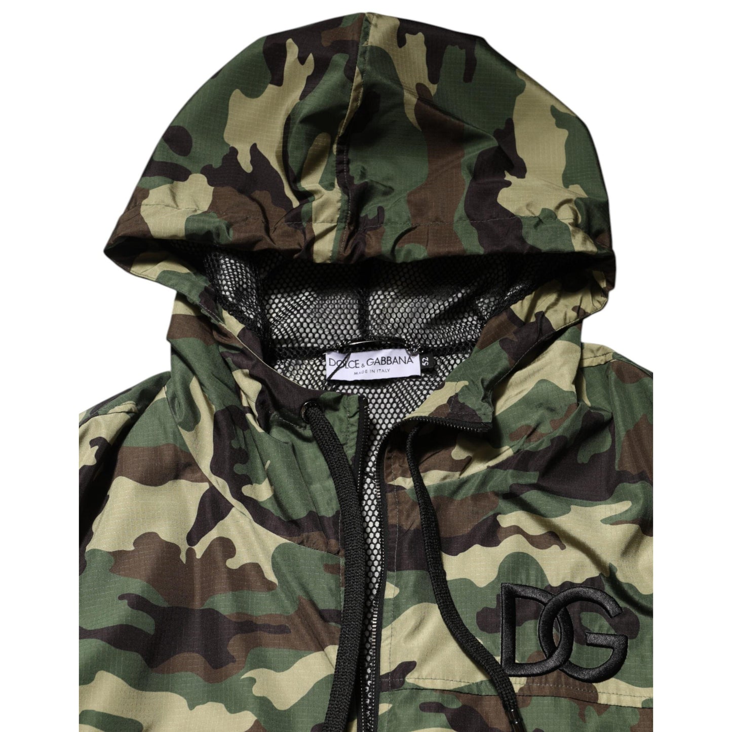 Dolce & Gabbana Green Camouflage Hooded Sweatshirt Jacket