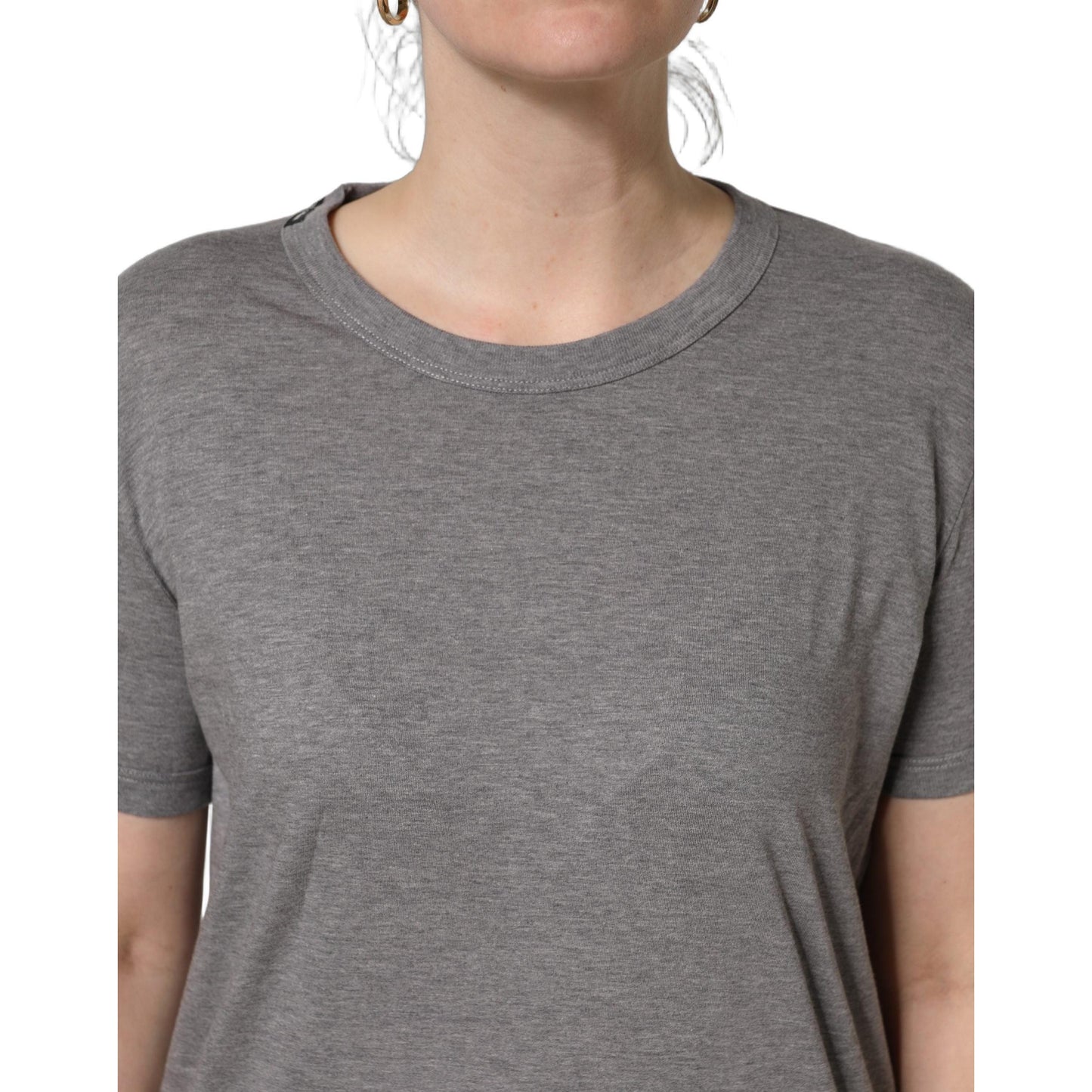 Dolce & Gabbana Grey Cotton Short Sleeves Crew Neck T-shirt