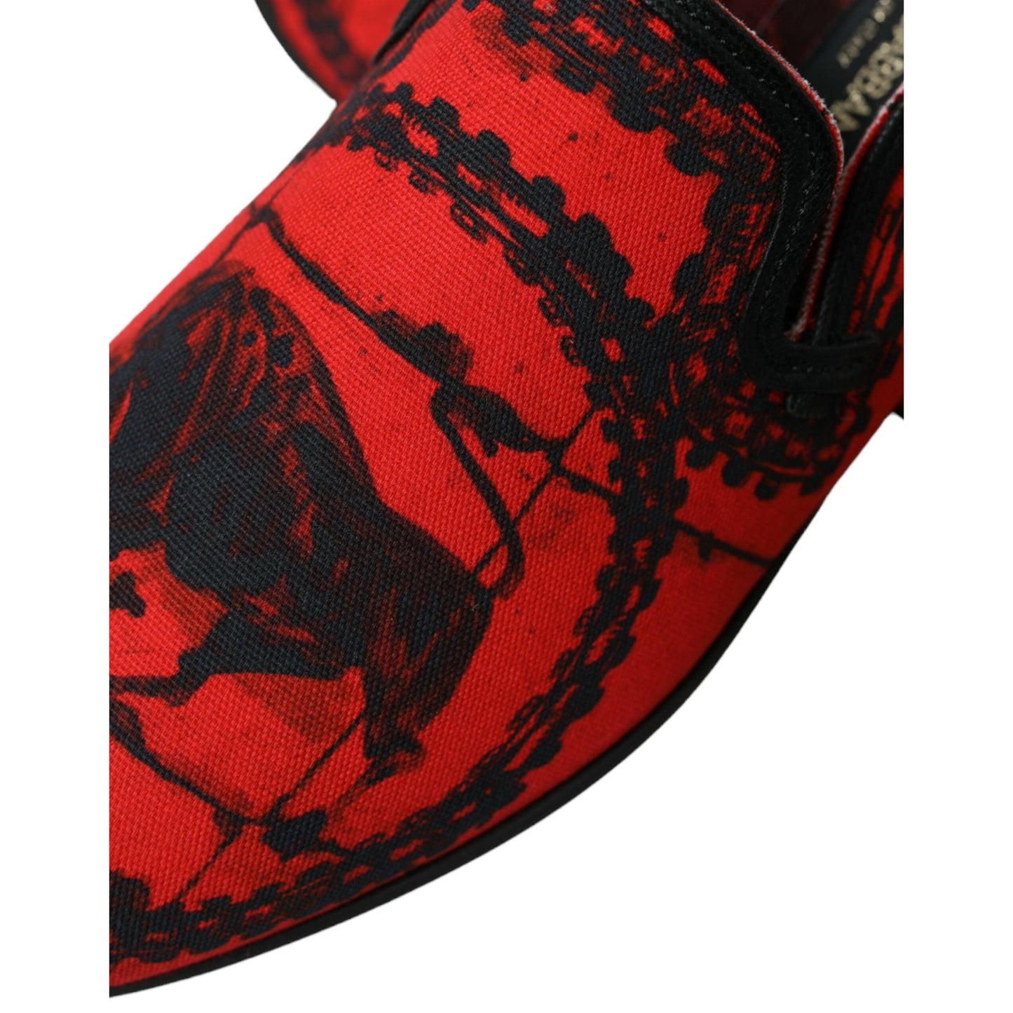 Dolce & Gabbana Red Black Torero Loafers Slippers Men Shoes