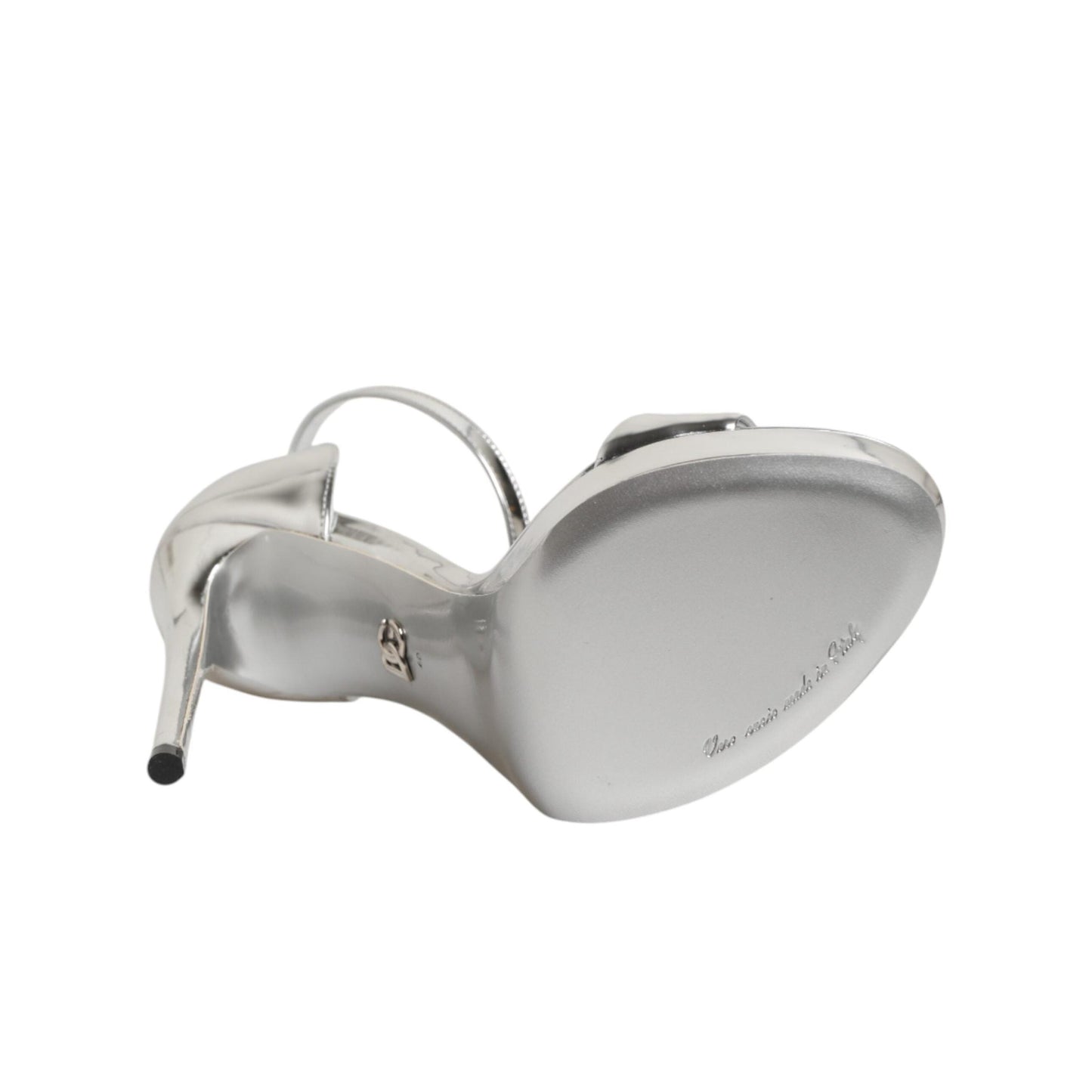 Dolce & Gabbana Silver Leather Platform Keira Sandals Shoes