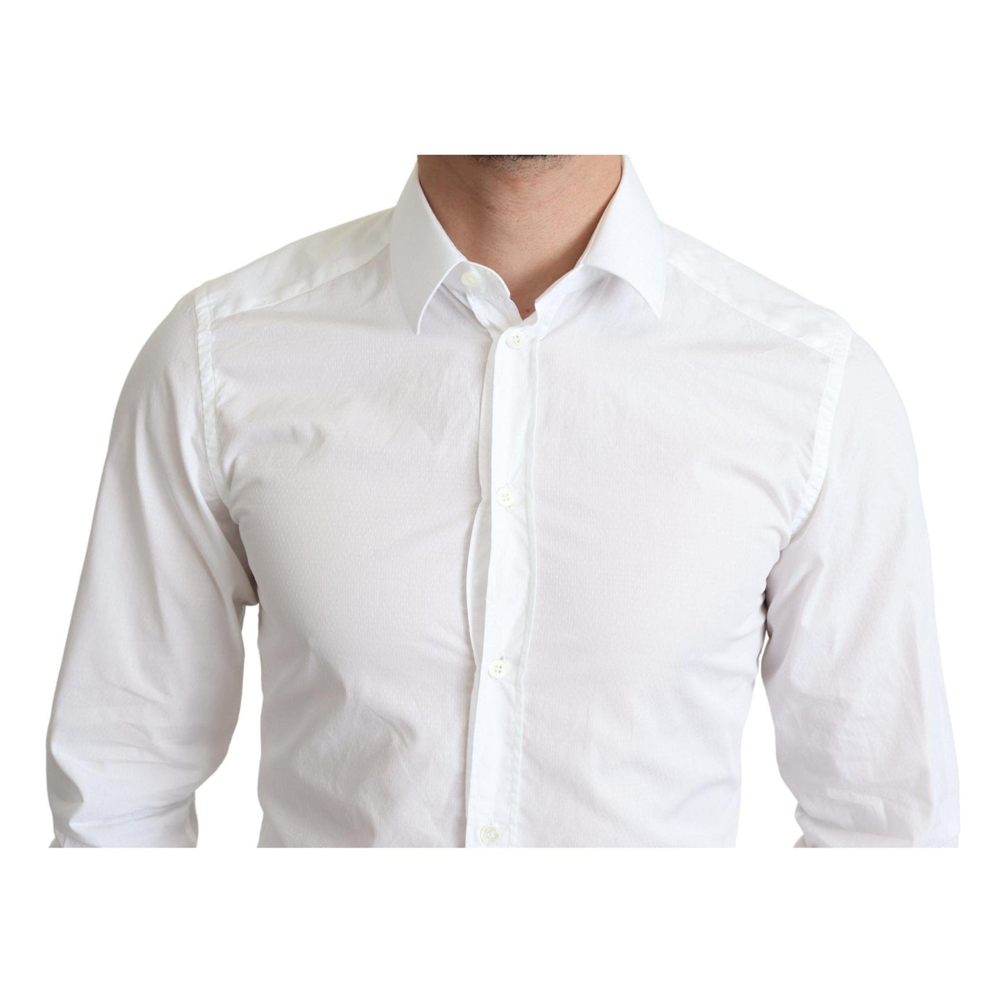 Dolce & Gabbana White Cotton Long Sleeves Men Formal Shirt