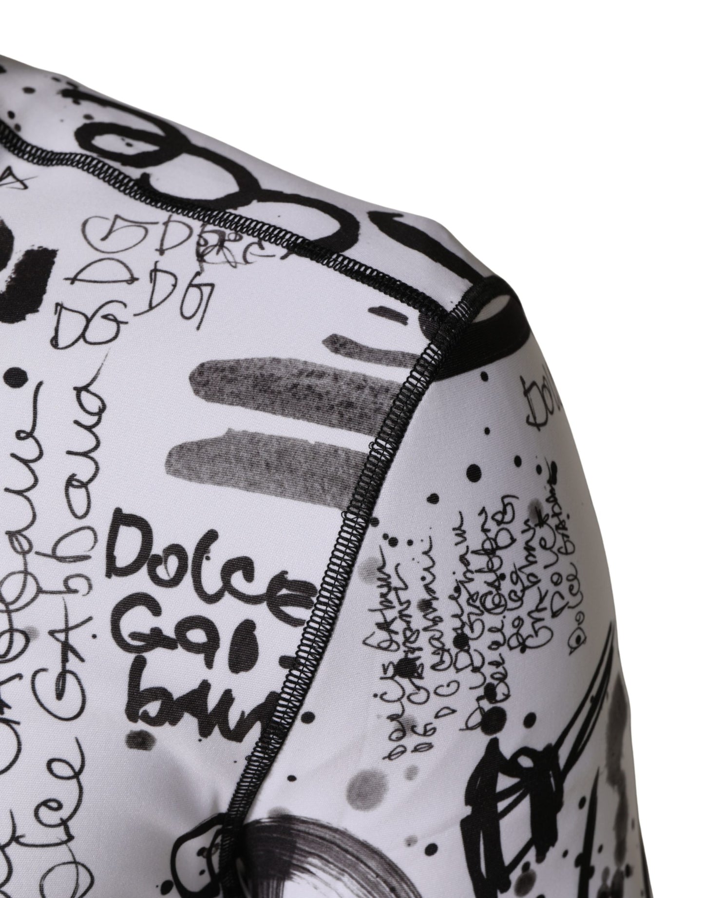 Dolce & Gabbana White Jersey Graffiti Print Balaclava Hood Sweater