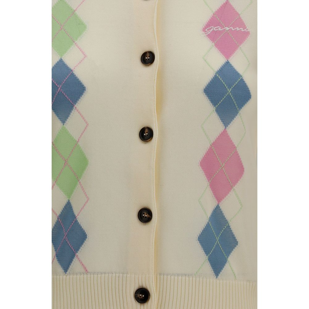 Ganni Beige Cotton Cardigan