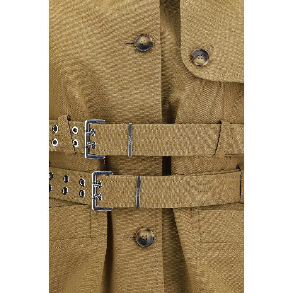 Ganni Beige Cotton Full-Length Jacket