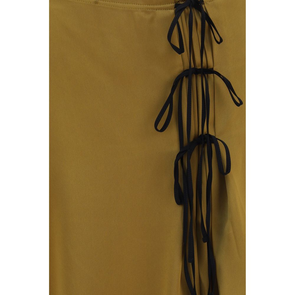 Ganni Bicolor Acetate Midi Skirt