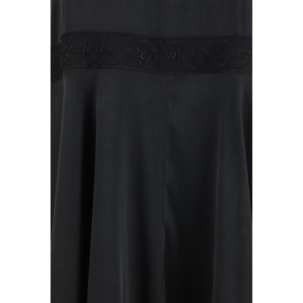 Ganni Black Silk Cocktail Dress