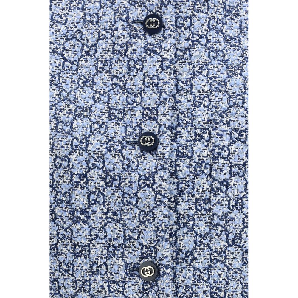 Gucci Blue Cotton Sleeveless Jacket