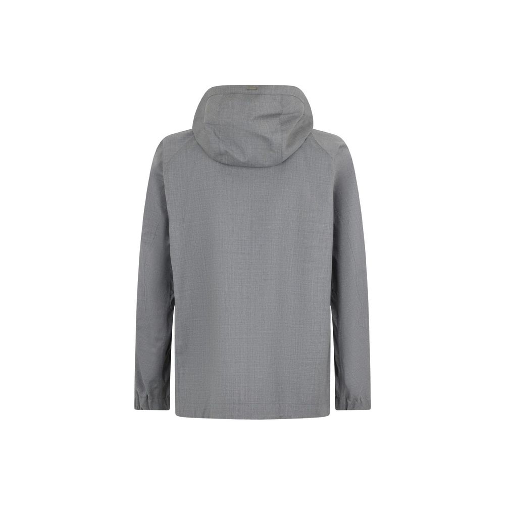 Herno Gray Virgin Wool Shell Jacket
