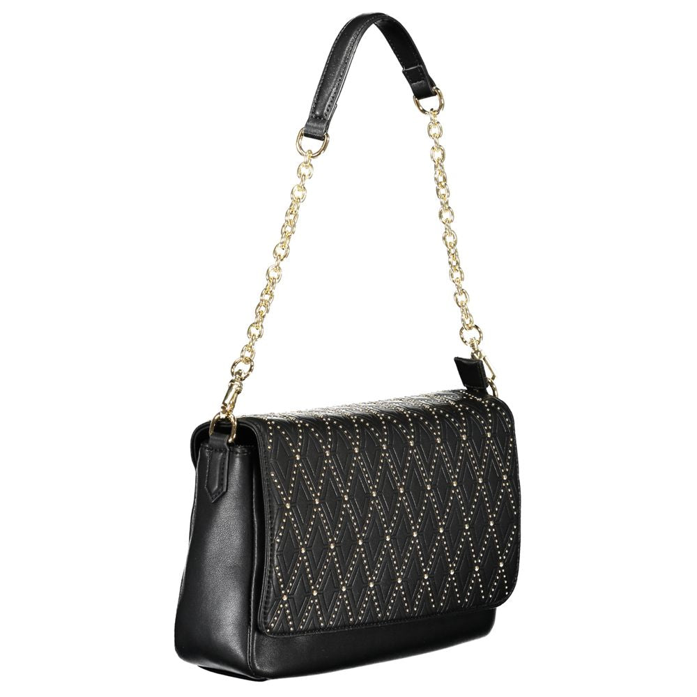 Mario Valentino Nero Polyurethane Womens Bag with Chain Shoulder Handle