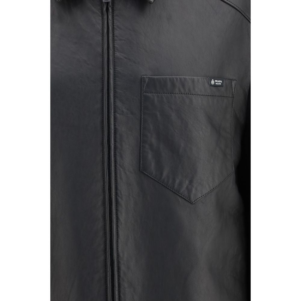 Prada Black Lamb Ovis Aries Aries Leather Jacket
