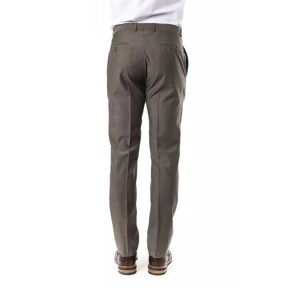 Uominitaliani Gray Wool Mens Suit Pant