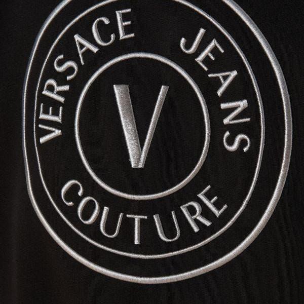 Versace Jeans Black Cotton Logo Details Hooded Sweatshirt