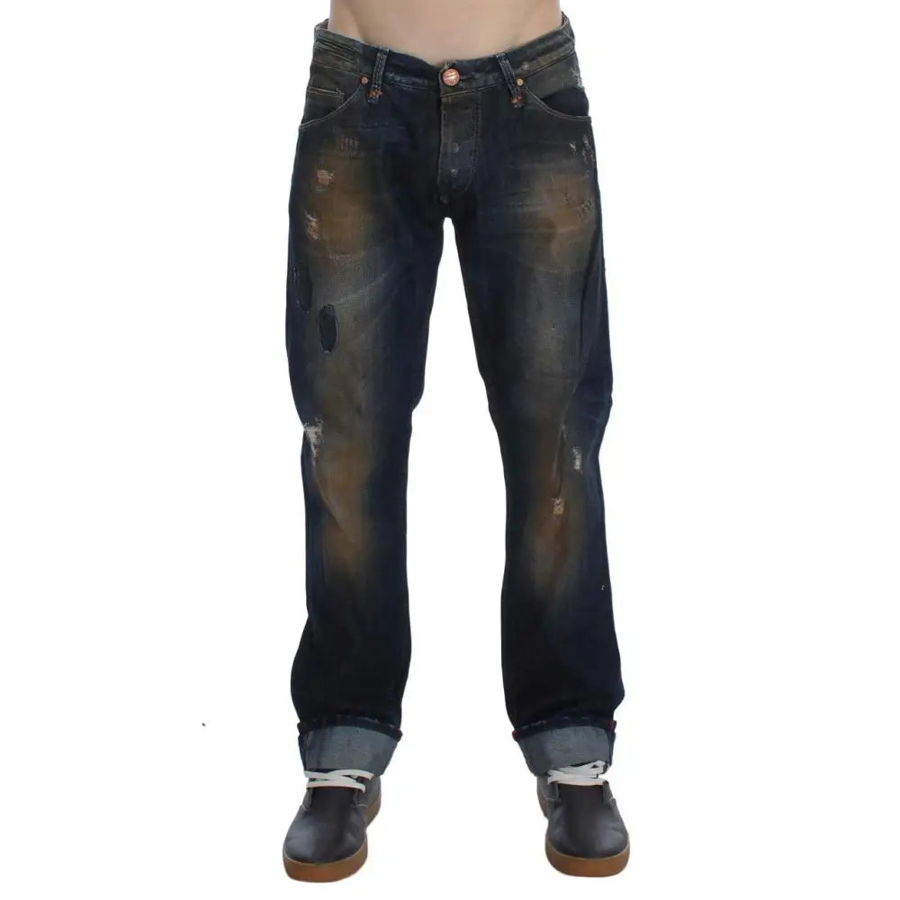 Acht Blue Wash Cotton Regular Straight Fit Jeans