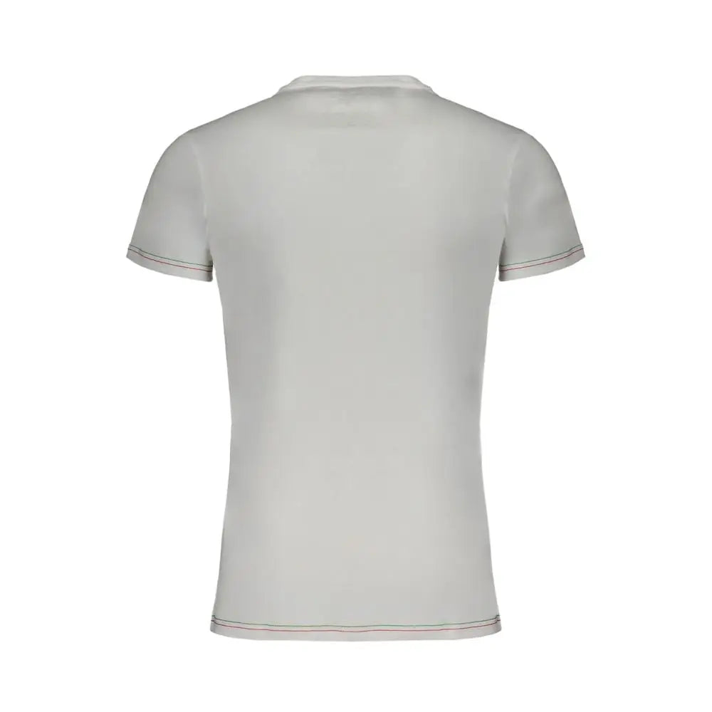 Aeronautica Militare white cotton t-shirt med grå farve og rød-sort trim