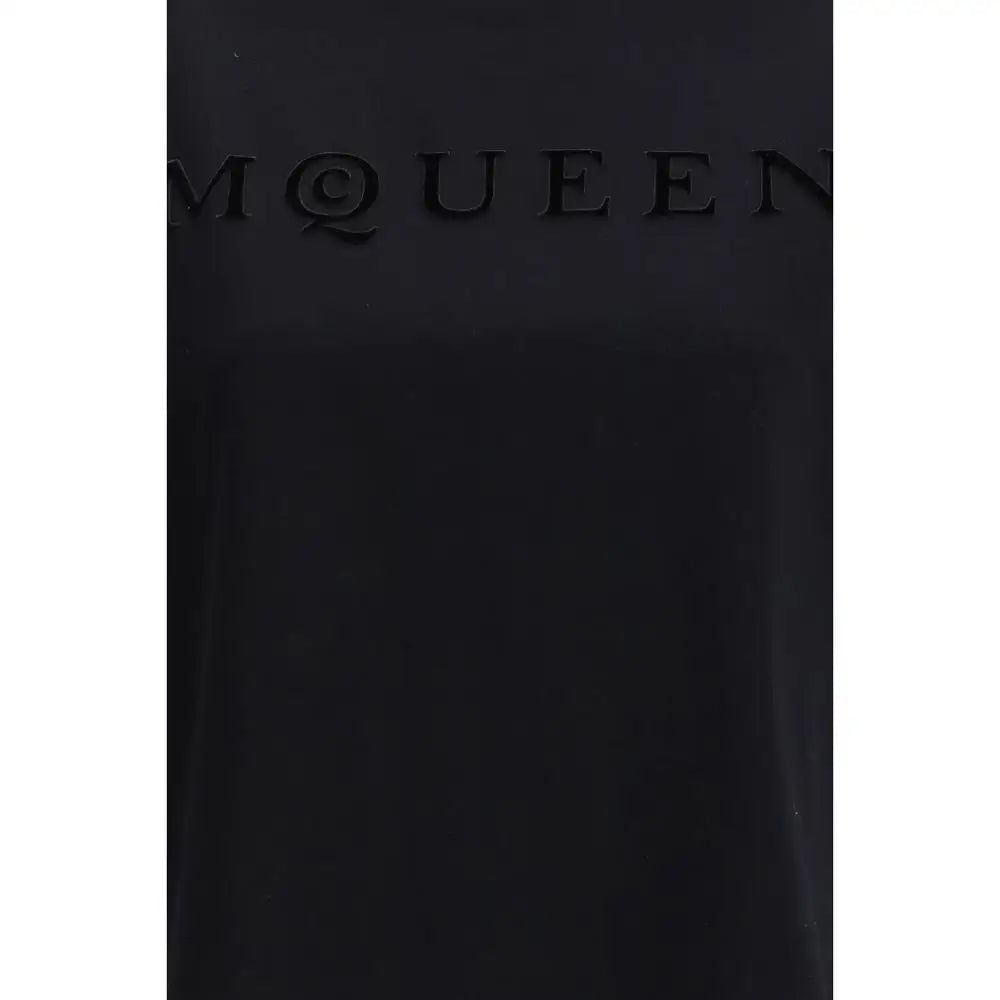 Alexander McQueen sort sort hvid bomuldstrøje med sort mat finish flaske med mqueen mærke