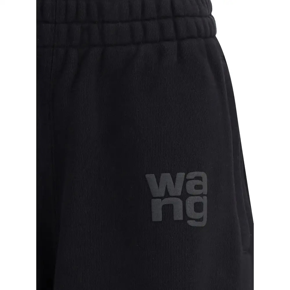 Alexander Wang sortegrå logo på sorte corduroy træningsbukser