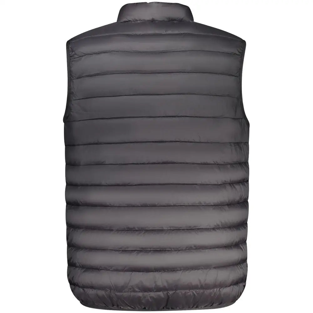 Sleek Armata di Mare black polyamide quilted puffer vest med høj krave