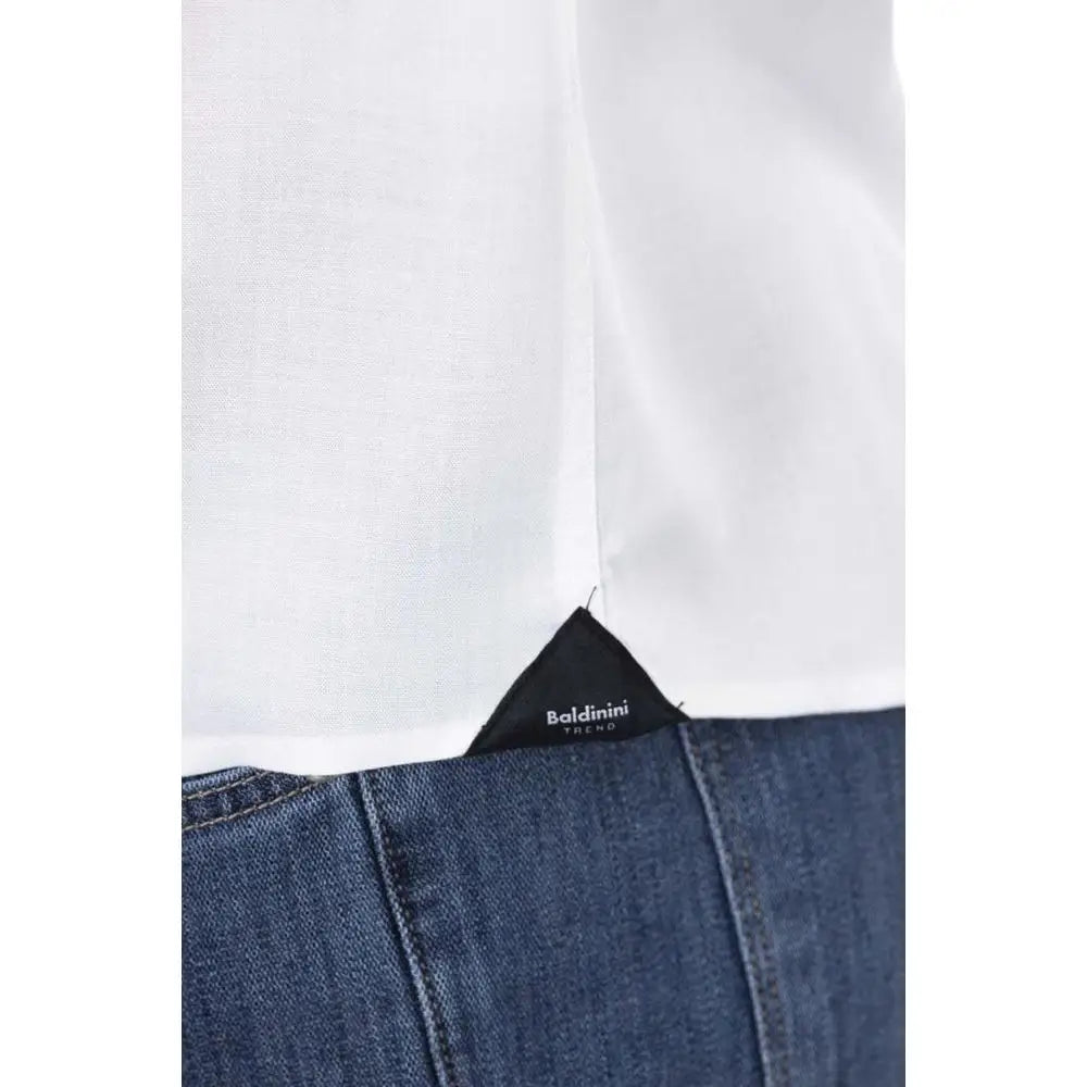 Baldinini trend hvid bomuldslongsleeve med sort mærke