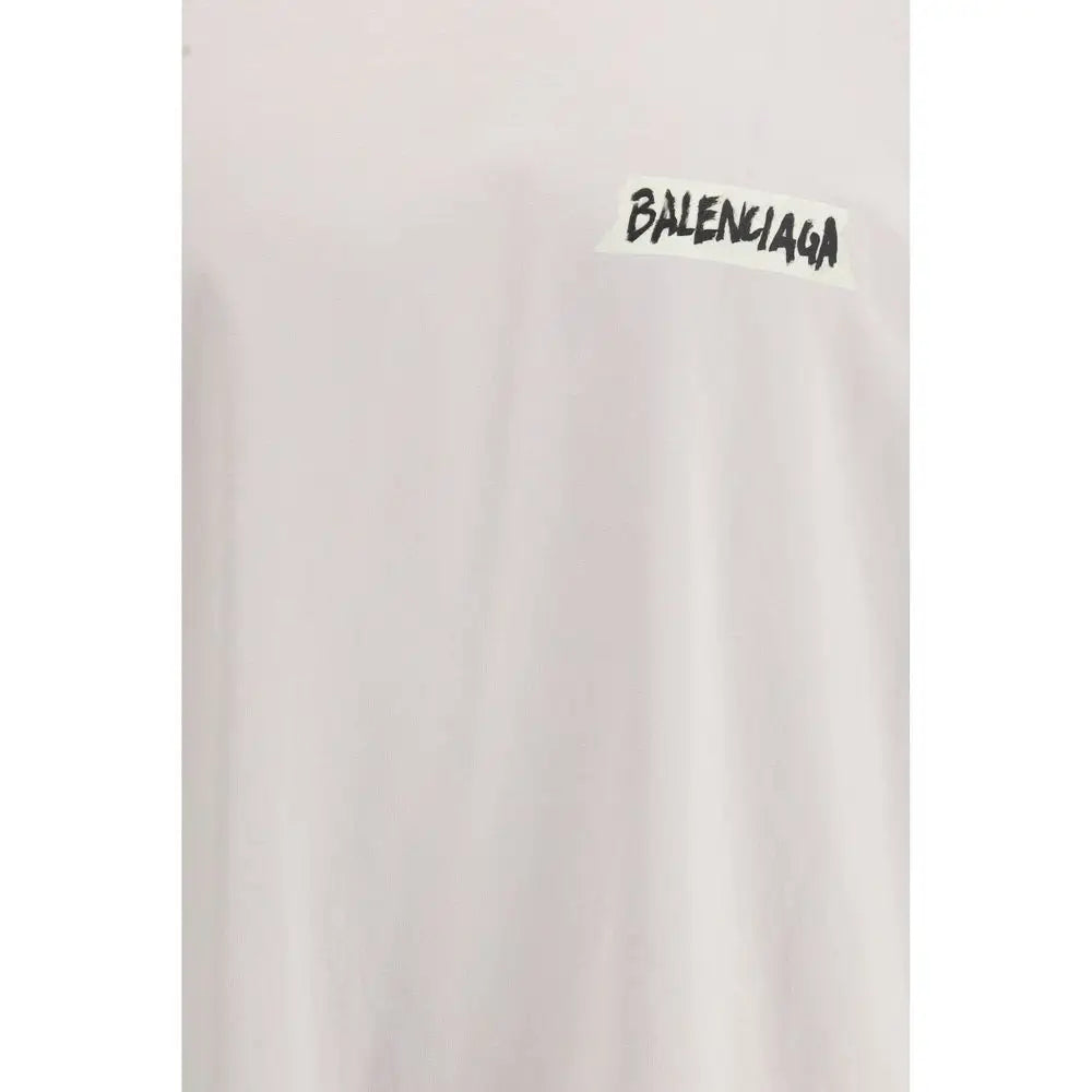 Hvid Balenciaga bomuld t-shirt med sort graffiti-skrift