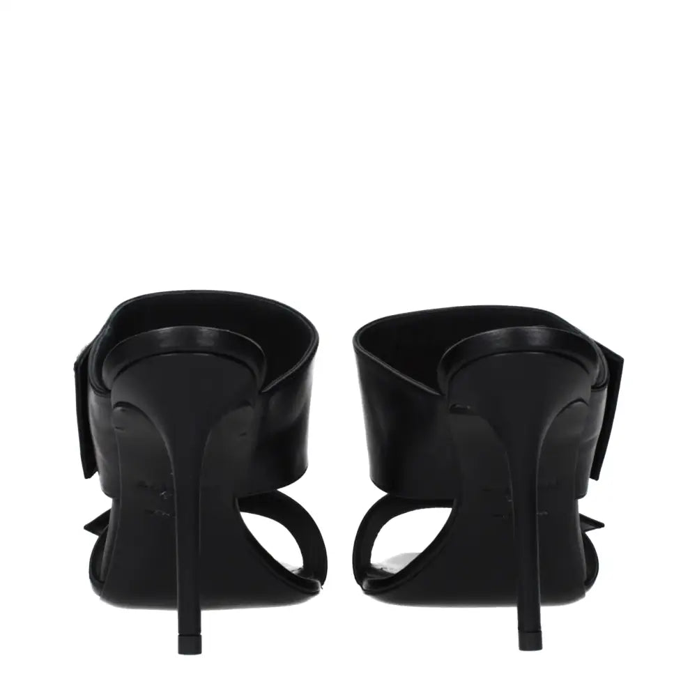 Balmain Black Leather Stiletto Heel Sandals - Højhælede sko