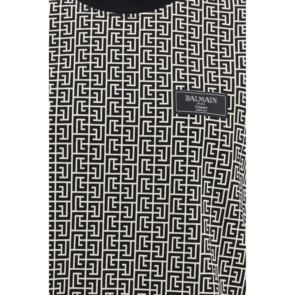 Balmain sorte-hvide geometrisk græsk nøgle couture top, 100% originale brands