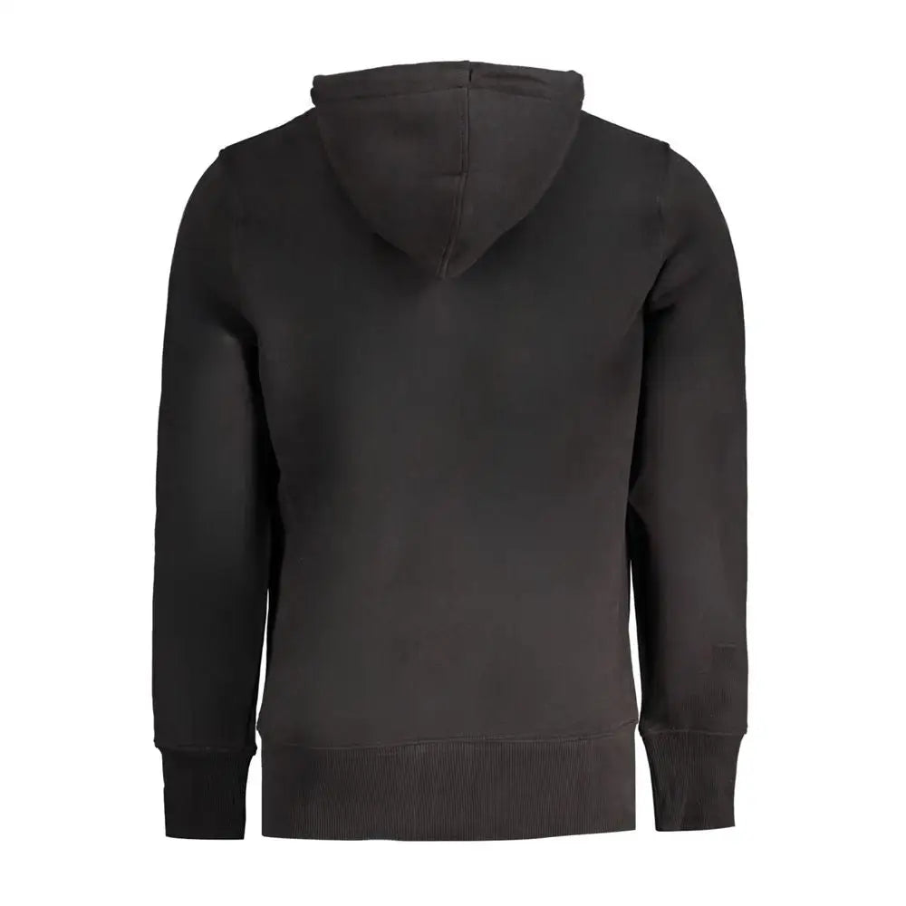 Calvin klein black cotton sweater med ribbet manchetter og kant