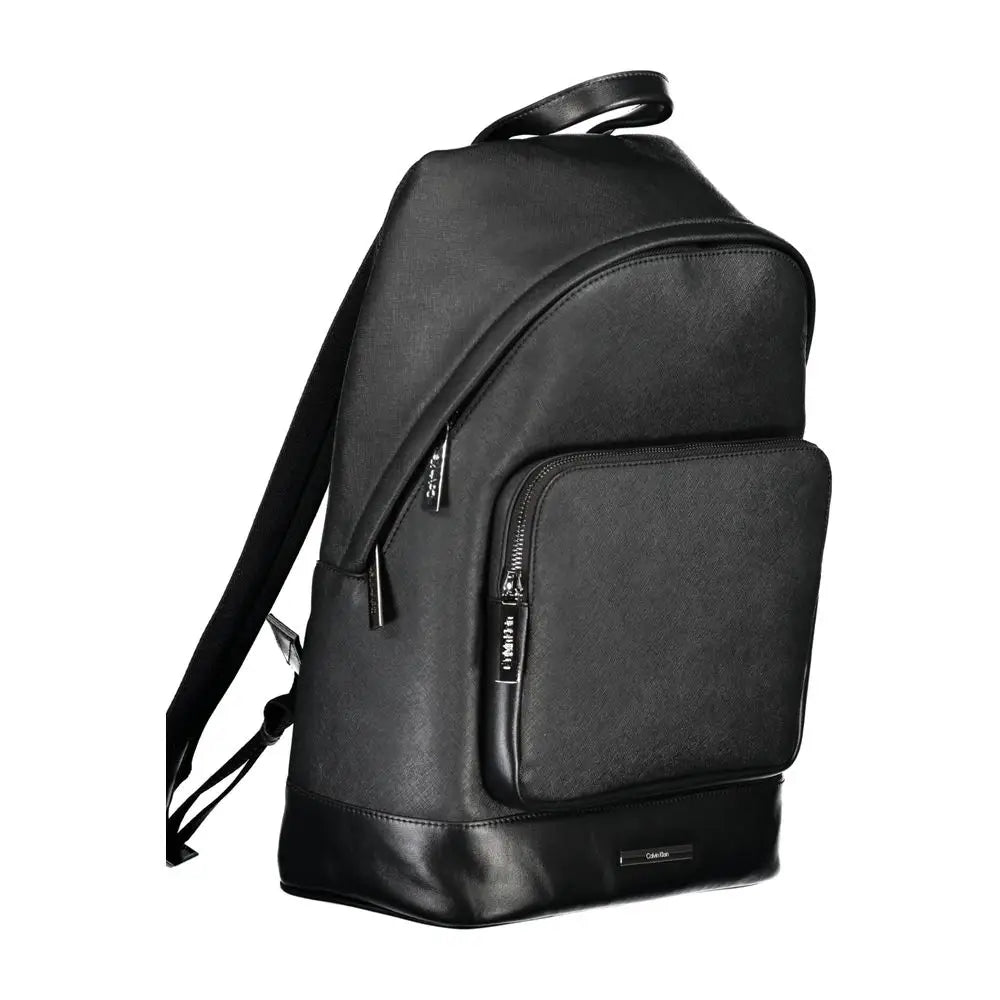 Calvin Klein black polyester backpack with textured front pocket