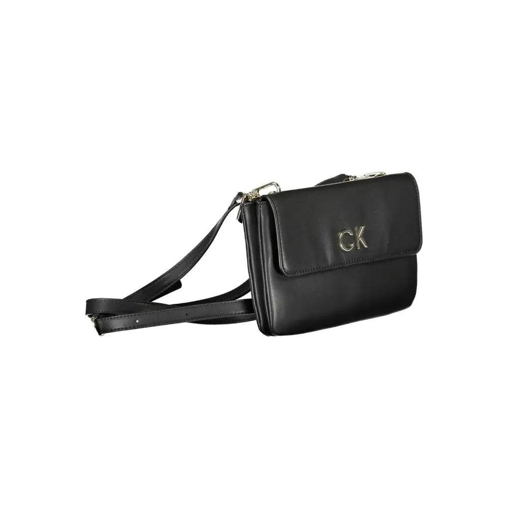 Calvin Klein black polyester crossbody bag med læderfinish og CK-logo