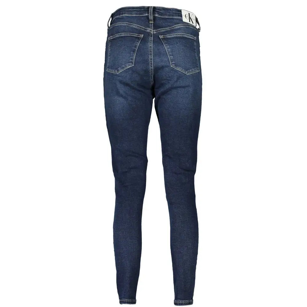 Calvin klein blue bomuldsjeans med klassisk snit og hvid logo